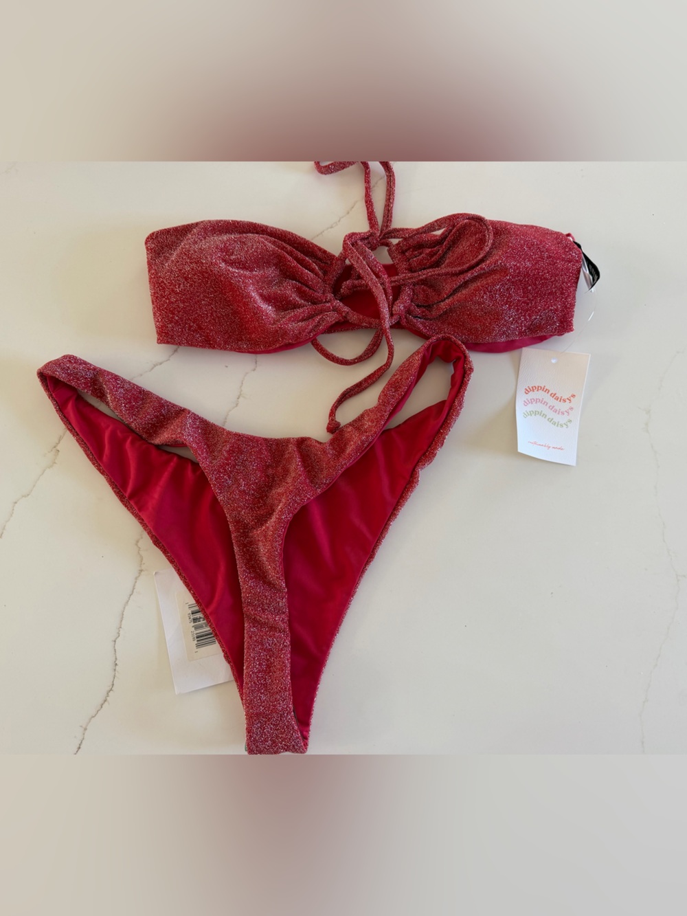 Dippin' Daisy's Glitter Red Flame Bikini Set
